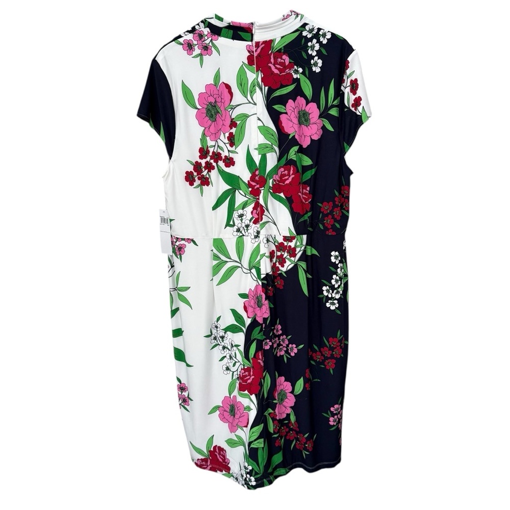 NWT London Times Women's Floral V-Neck Cap-Sleeve Sheath Dress Size 22W - Picture 6 of 16